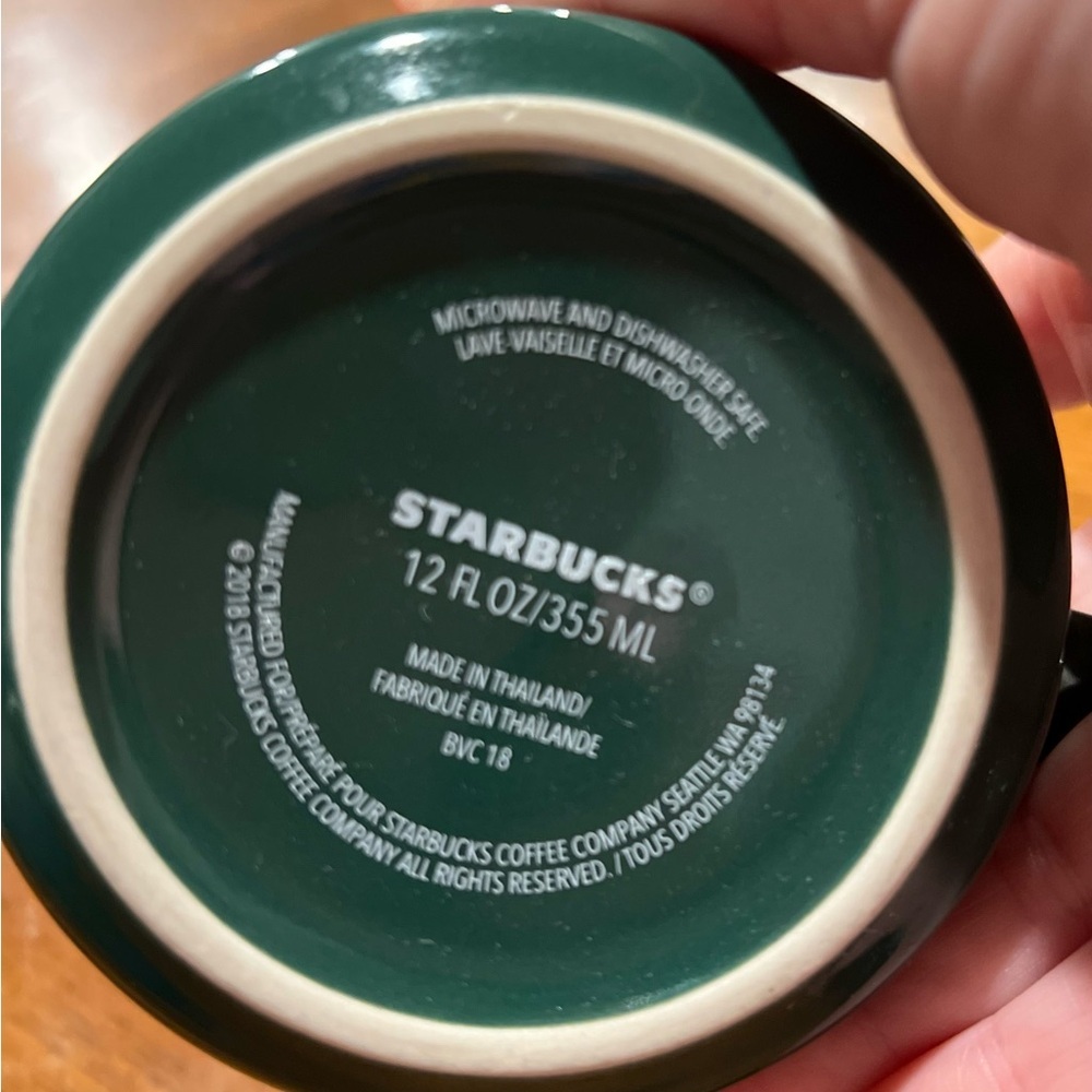 Starbucks Mug Floral Green Ceramic Holiday 2018 12 oz Bando Red & Pink Rose - Picture 5 of 11